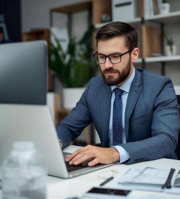 businessman on computer